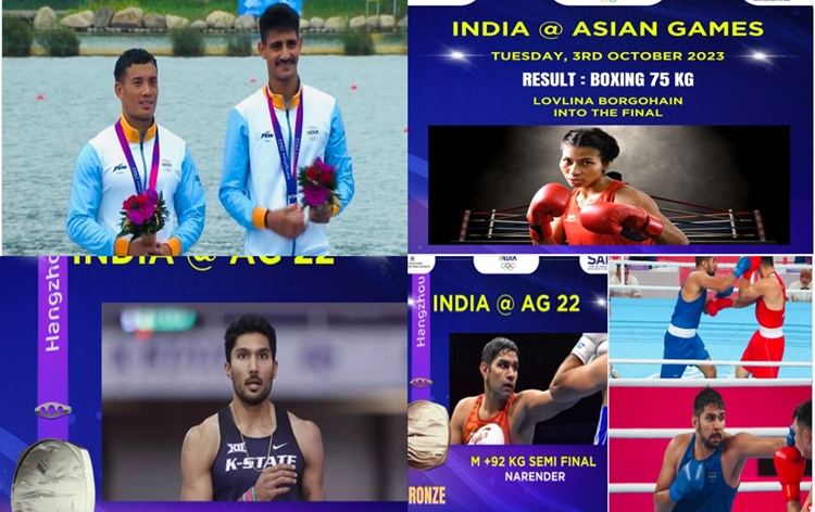 चीन में हांगचोओ एशियाई खेलों के 10वें दिन भारत ने आज दो स्वर्ण, दो रजत और पांच कांस्य पदक हासिल किये, कुल पदक संख्या 69 हुई