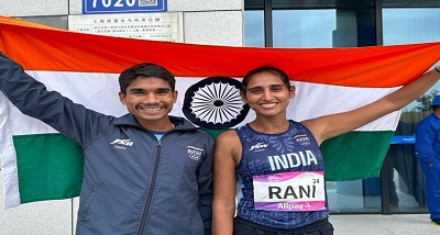 खेल मंत्री अनुराग सिंह ठाकुर ने एशियाई खेल में कांस्य पदक जीतने पर राम बाबू और मंजू रानी को बधाई दी