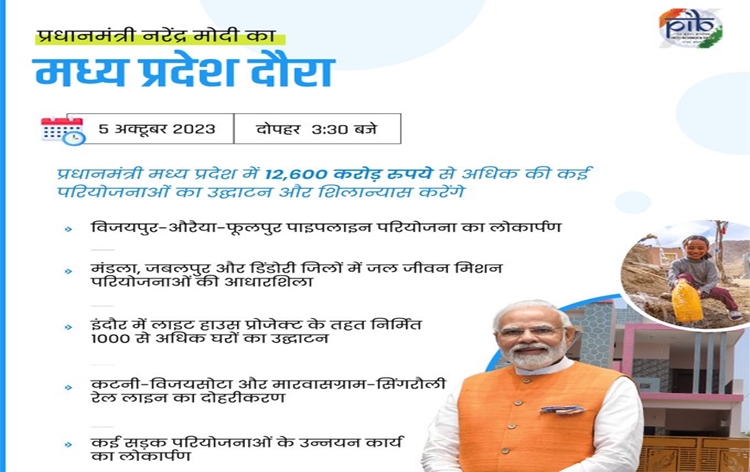 प्रधानमंत्री नरेन्‍द्र मोदी ने मध्‍य प्रदेश के जबलपुर में 12 हजार छह सौ करोड रूपये से अधिक की कई विकास परियोजनाओं का लोकार्पण और शिलान्‍यास किया