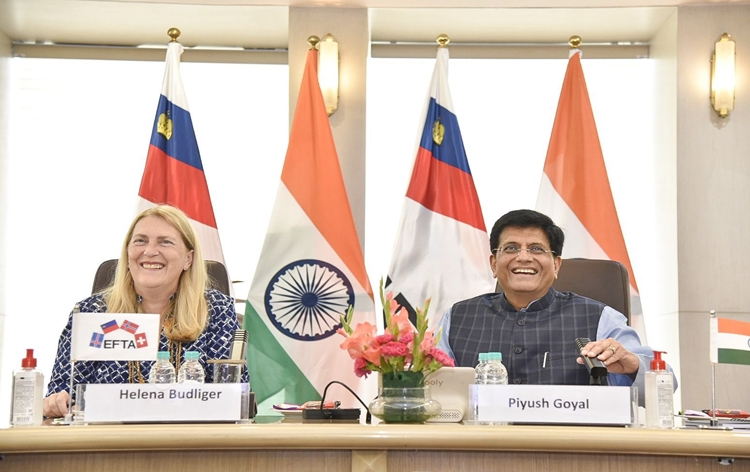 New Delhi: Union Minister Piyush Goyal holds meeting with Helena Budliger, State Secretary, Director of SECO European Union