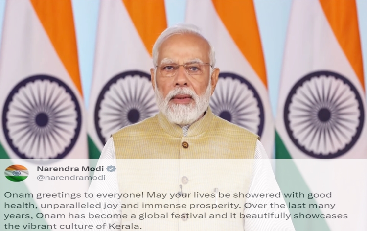 PM Narendra Modi greets people on the occasion of Onam festival