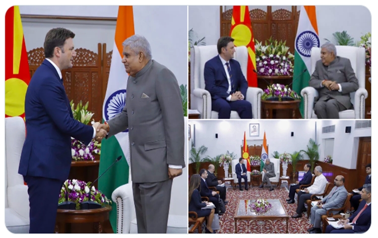 VP Jagdeep Dhankhar meets Foreign Minister of North Macedonia Bujar Osman in New Delhi