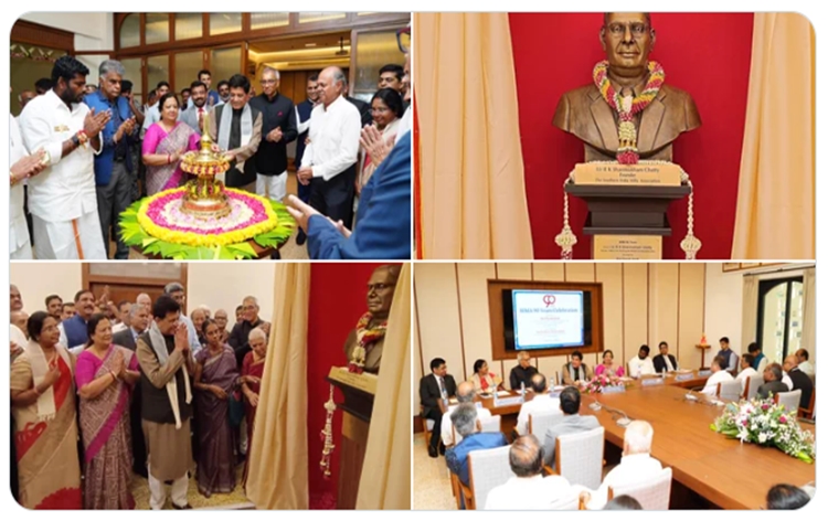 Union Minister Piyush Goyal unveils statue of First Finance Minister of Independent India RK Shanmugam Chetty in Coimbatore