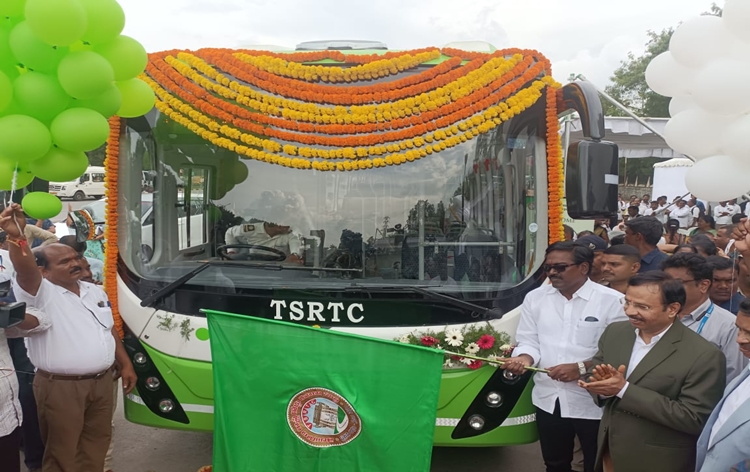 TS-RTC introduces 25 Electric Green Metro Luxury AC buses in Hyderabad