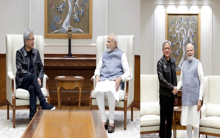 PM Modi meets Nvidia CEO Jensen Huang in New Delhi