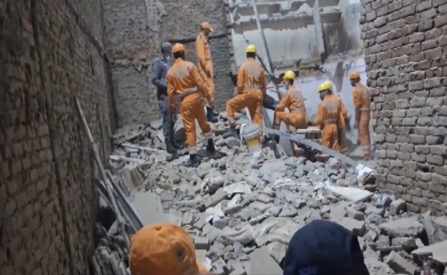 Two people die after two-storey old construction building collapsed in Delhi