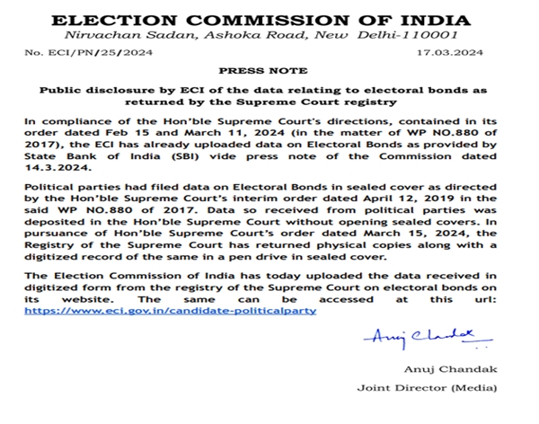 EC makes fresh electoral bond data public