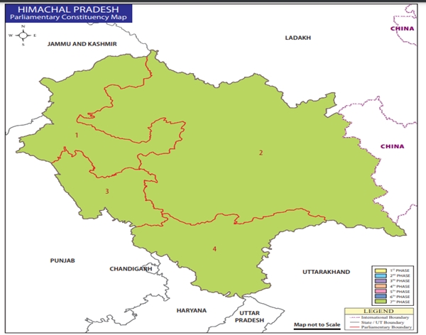 Voting to be held in four Lok Sabha constituencies and six assembly constituencies of Himachal Pradesh 