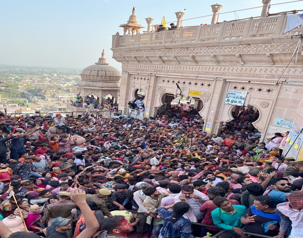 Holi celebrations begin in UP; Famous Laddoo Mar Holi celebrated in Mathura and Barsana