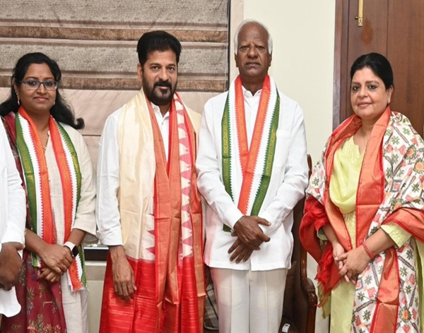 Telangana: BRS MLA Kadiyam Srihari, Daughter Kavya, joins Congress party