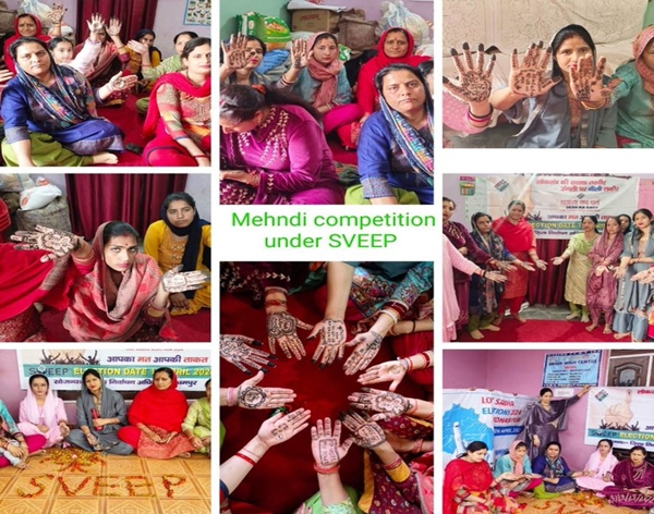 J&K: As part of SVEEP campaign, vibrant Mehndi competition organized for Anganwadi workers in Udhampur district 