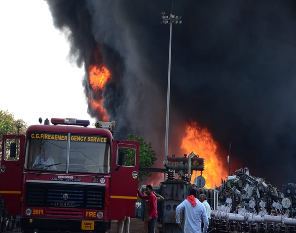 Chhattisgarh: Massive fire breaks out within subdivision premises of electricity department in Ramnagar