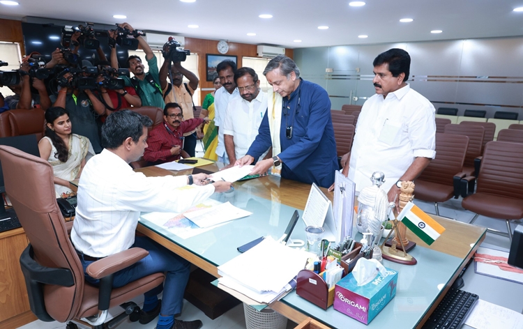 Shashi Tharoor Files Nomination as UDF Candidate in Thiruvananthapuram