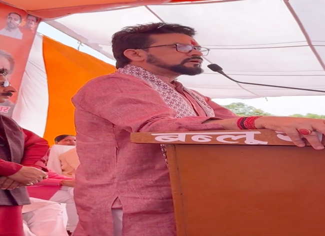 BJP leader Union Minister Anurag Thakur addresses BJP’s Cyber Warrior Conference in UP