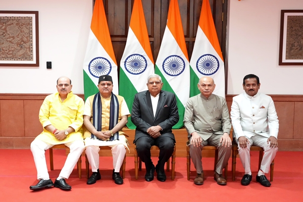 Rajya Sabha Chairman Jagdeep Dhankhar administers oath to elected Members of RS in Parliament