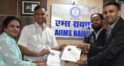 नई मेडिकल तकनीक पर शोध और अनुसंधान के लिए छत्तीसगढ़ के अखिल भारतीय आयुर्विज्ञान संस्थान-एम्स रायपुर और आईआईटी इंदौर के बीच एमओयू हुआ