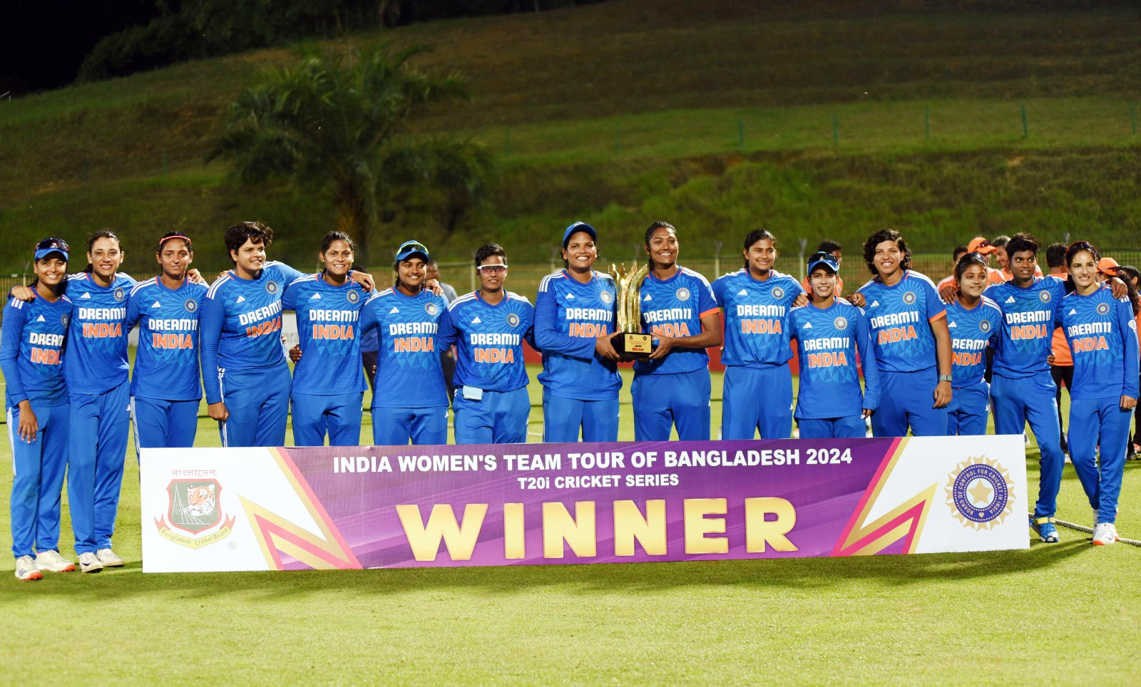 In Women’s T-20 Cricket, India sweeps series 5- NIL after a 21-run win in final match against Bangladesh at Sylhet today