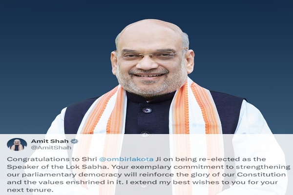 Amit Shah Congratulates Om Birla on Re-elected as Lok Sabha Speaker