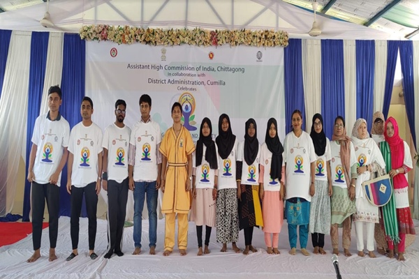 India-Bangladesh Collaboration in Cumilla, Over 400 Attend Common Yoga Protocol Event Post-International Day of Yoga 2024