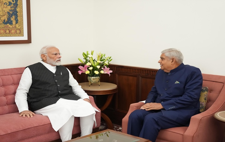 PM Modi calls on V Prez Jagdeep Dhankhar after conclusion of 264th session of Rajya Sabha