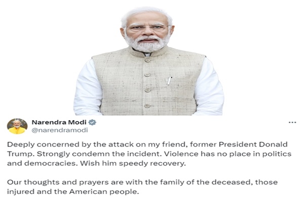 PM Modi condemns attack on former US President Donald Trump; Says violence has no place in politics and democracies