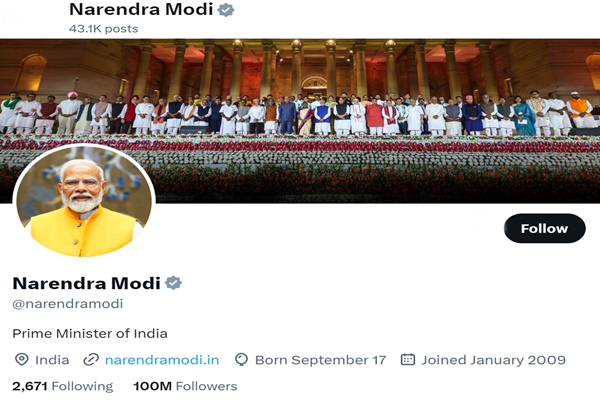 PM Modi Becomes Most Followed World Leader On X, With Over 100 Million Followers