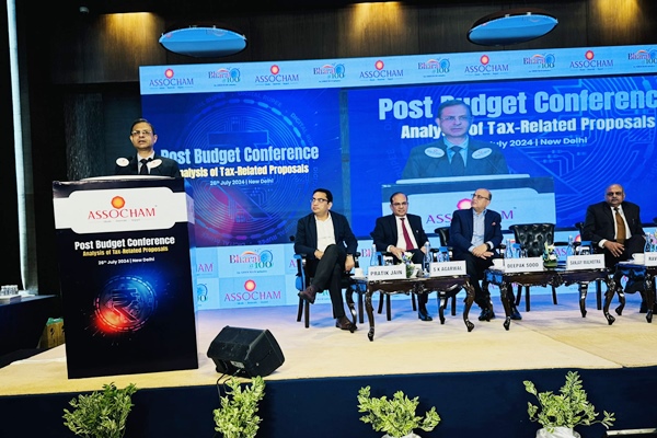 Revenue Secretary Sanjay Malhotra addresses post-budget conference organised by ASSOCHAM in New Delhi today