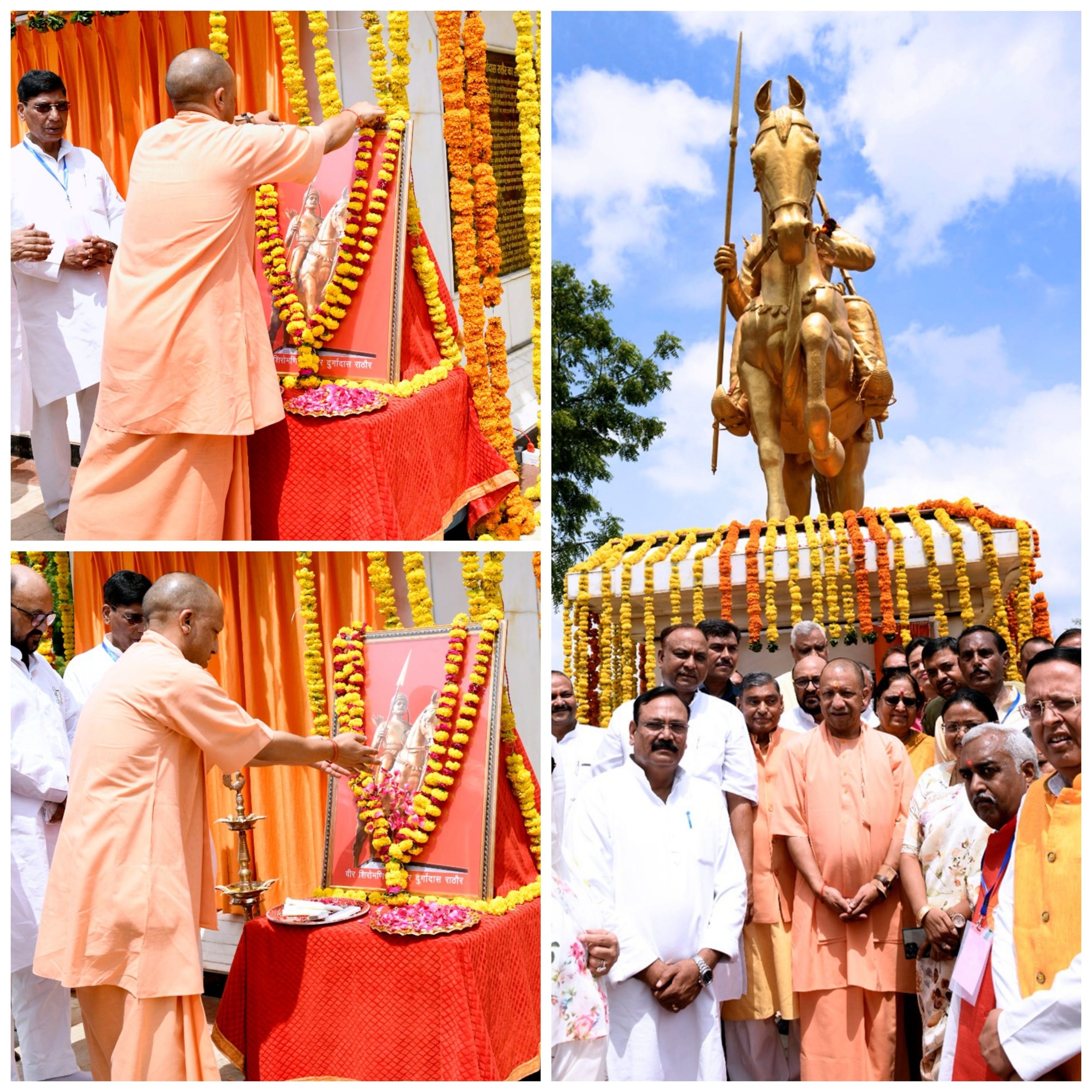मुख्यमंत्री योगी आदित्यनाथ ने आगरा में राष्ट्रवीर दुर्गादास राठौर की प्रतिमा का अनावरण किया