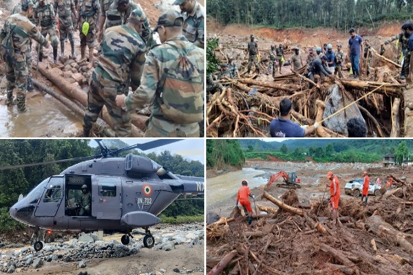 केरल के वायनाड जिले में सेना आज लगातार पांचवे दिन राहत और बचाव कार्य में जुटी हुई है