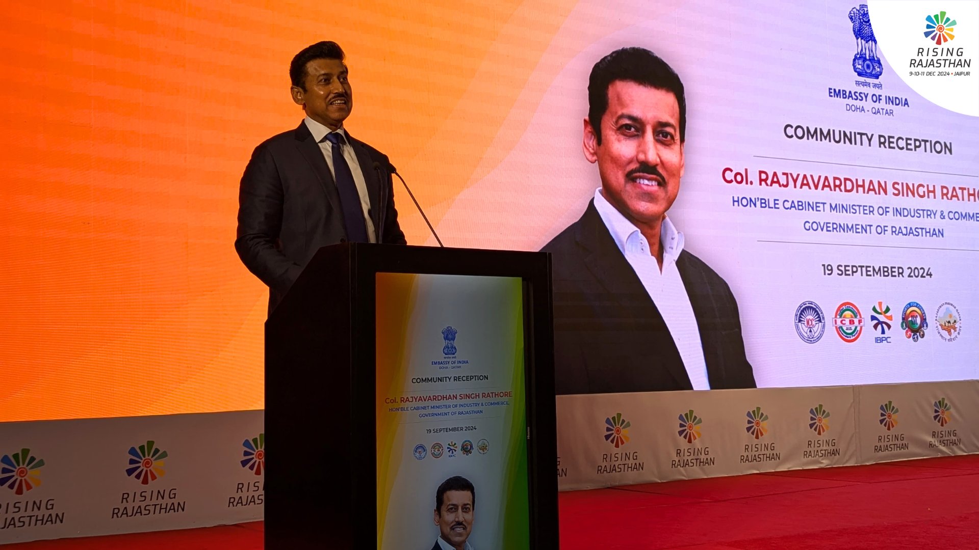 Rajasthan Minister Col. Rajyavardhan Rathore Leads Investors’ Roadshow in Qatar for Rising Rajasthan Summit 2024