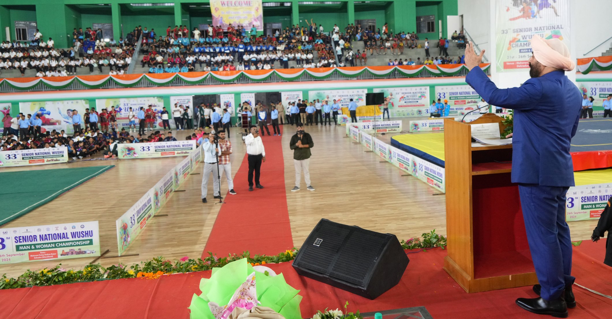 राज्यपाल गुरमीत सिंह ने देहरादून के महाराणा प्रताप स्टेडियम में 33वीं सीनियर राष्ट्रीय वुशु चैंपियनशिप का शुभारंभ किया