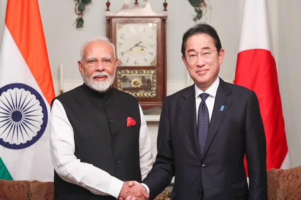 PM Narendra Modi meets his Japanese counterpart Fumio Kishida in Wilmington, Delaware