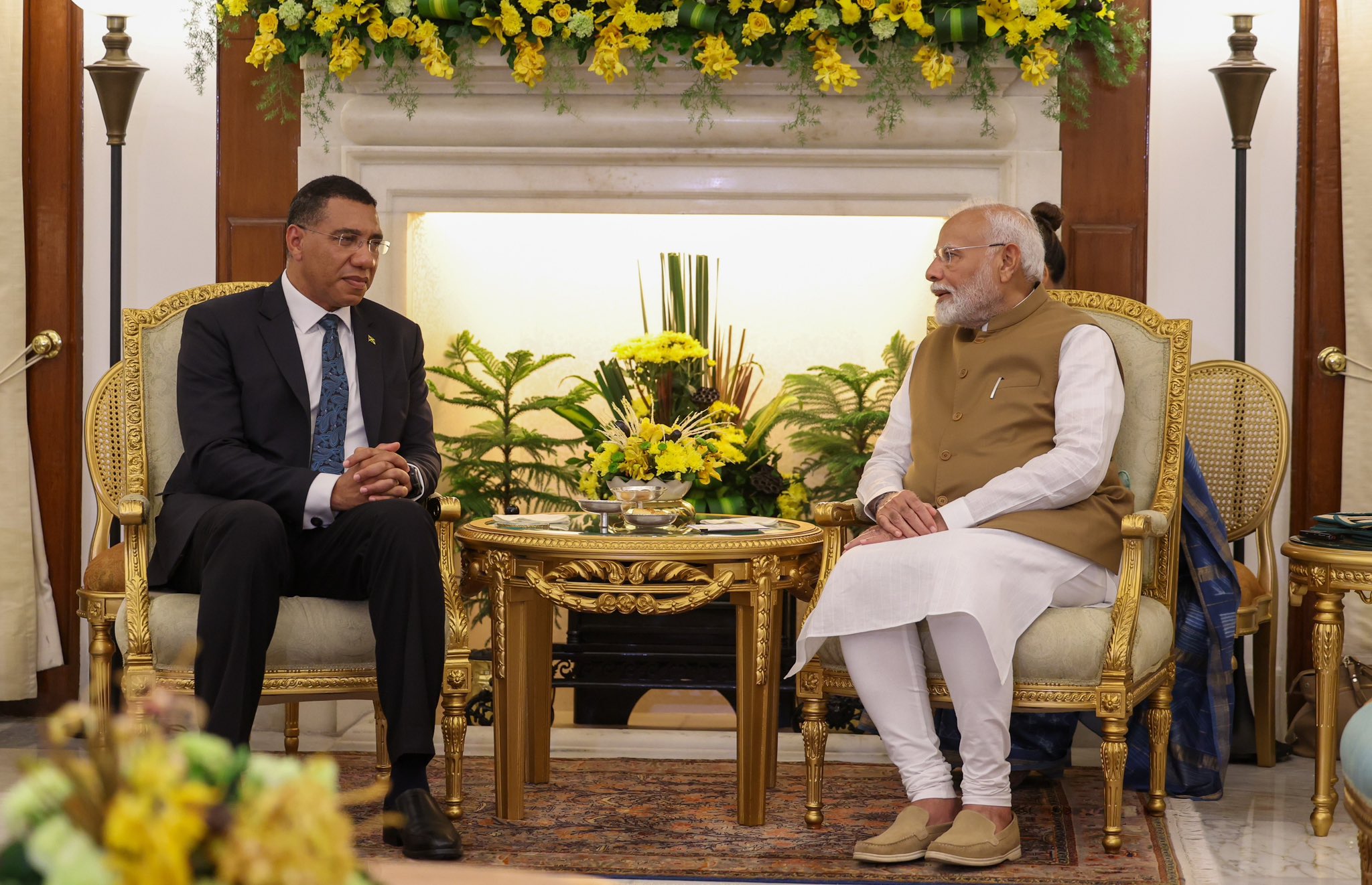 प्रधानमंत्री नरेन्‍द्र मोदी ने जमैका के प्रधानमंत्री डॉ. एंड्रयू होलनेस के साथ वार्ता की