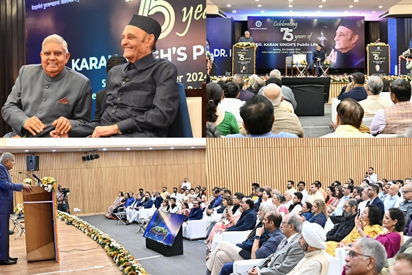 VP Dhankhar Lauds Dr. Karan Singh’s Contributions to India’s Unity and Public Service