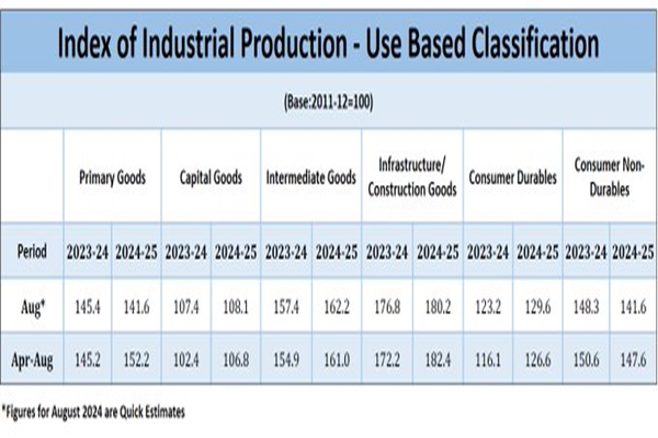 দেশে শিল্প ক্ষেত্রে উৎপাদনের সূচক IIP , অগাস্ট মাসে শুন্য দশমিক ১ শতাংশ হ্রাস পেয়েছে।