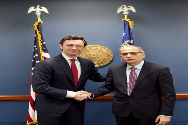 India’s Ambassador Vinay Mohan Kwatra meets US Senator Jon Ossoff at Capitol