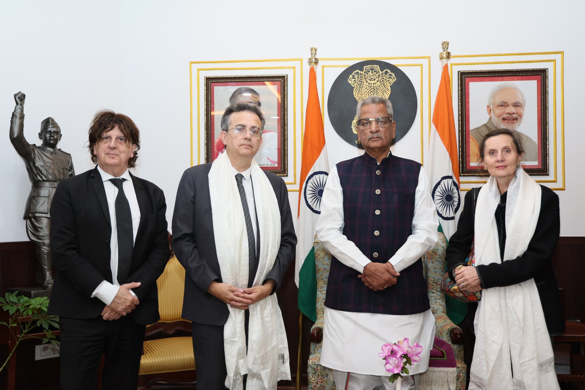 French Ambassador Thierry Mathou and dignitaries pay courtesy visit to Sikkim Governor Om Prakash Mathur