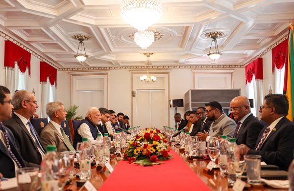 PM Modi holds delegation-level talks with Guyana President Irfaan Ali in Georgetown