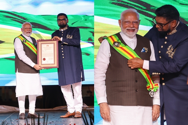 PM Modi honored with Guyana’s highest award, The Order of Excellence