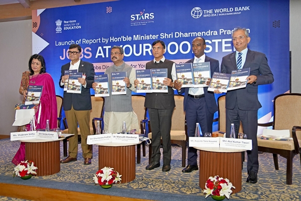 Dharmendra Pradhan, Mansukh Mandaviya launch ‘Jobs at Your Doorstep’ Report by World Bank