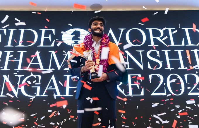 विश्व शतरंज चैंपियन गुकेश का चेन्नई हवाई-अड्डे पर भव्य-स्वागत किया गया