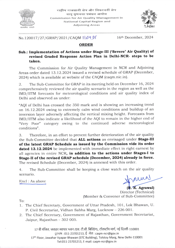 Delhi-NCR Air Quality Worsens; GRAP Stage III Measures Reimposed Amid ‘Very Poor’ AQI Levels