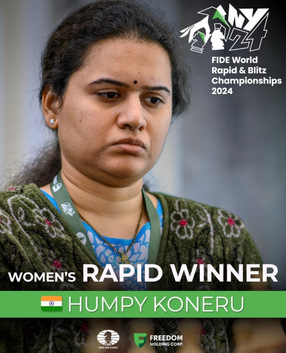 Koneru Humpy clinches second women’s title at World Rapid and Blitz Championship in New York