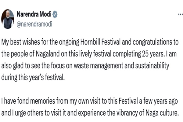 PM Modi congratulates Nagaland on 25th anniversary of Hornbill Festival