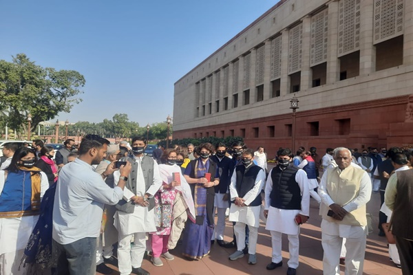 Opposition INDIA Bloc MPs protest in Parliament over alleged bribery charges