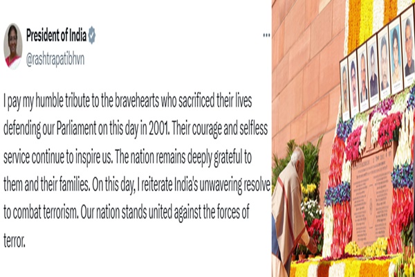 President Murmu, PM Modi pay tribute to bravehearts of 2001 Parliament terror attack