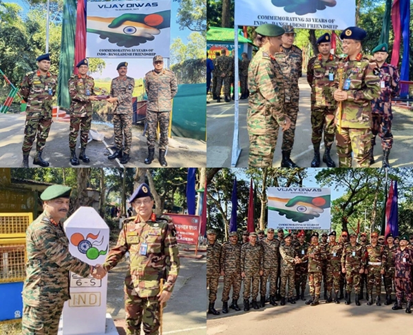 Indian & Bangladeshi forces exchange sweets and greetings on Vijay Diwas