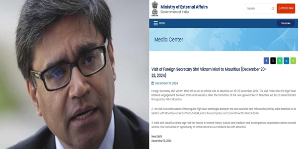 Foreign Secretary Vikram Misri to be on 3-day official visit to Mauritius