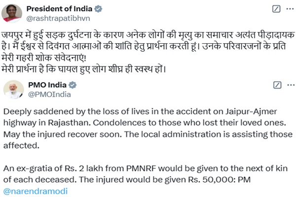 President Murmu, PM Modi express grief over gas tanker fire tragedy in Jaipur