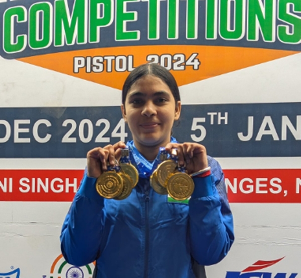 Haryana Teen Suruchi Secures Triple Gold in Women’s Air Pistol at National Shooting Championship in New Delhi